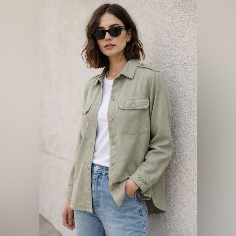 Obey Worldwide Davy Shirt Jacket Utility Military Shacket Sage Small